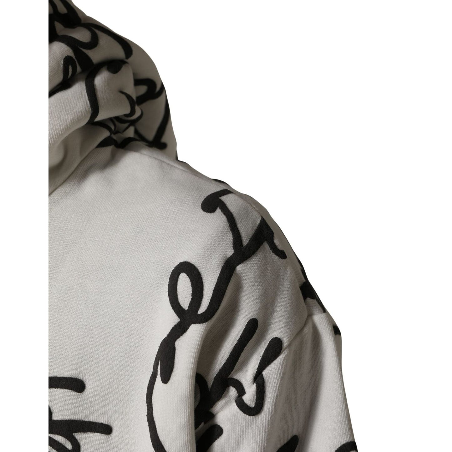 Dolce & Gabbana White Script Logo Print Cotton Sweatshirt Sweater