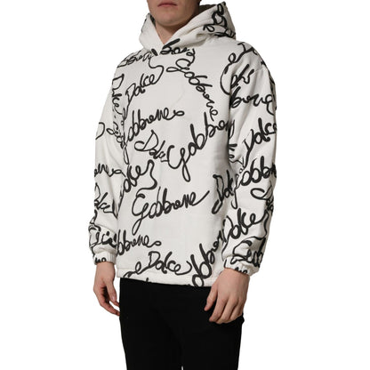 Dolce & Gabbana White Script Logo Print Cotton Sweatshirt Sweater