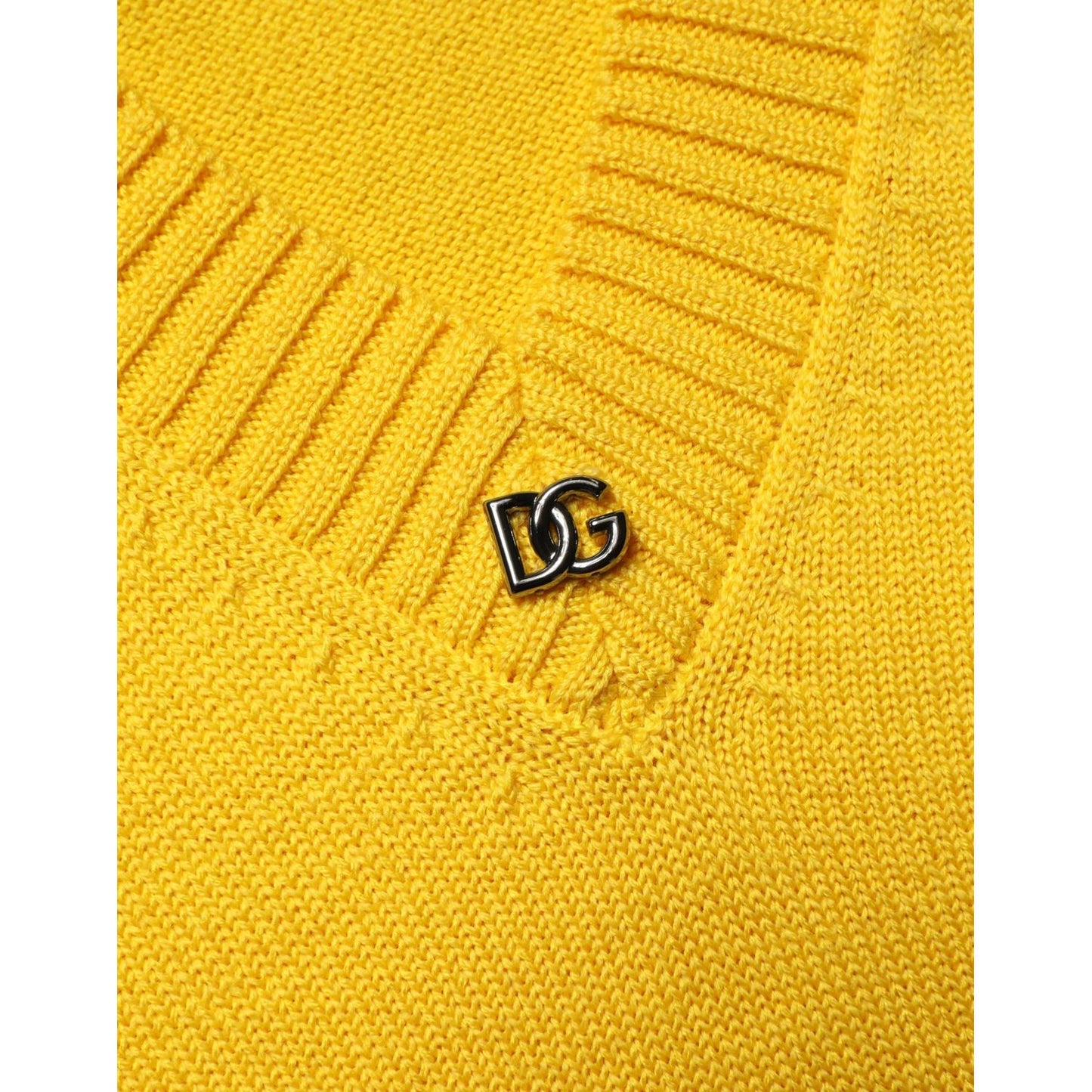 Dolce & Gabbana Wool Knitted V-Neck Pullover Yellow