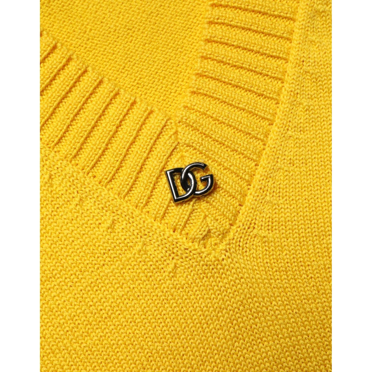 Dolce & Gabbana Wool Knitted V-Neck Pullover Yellow