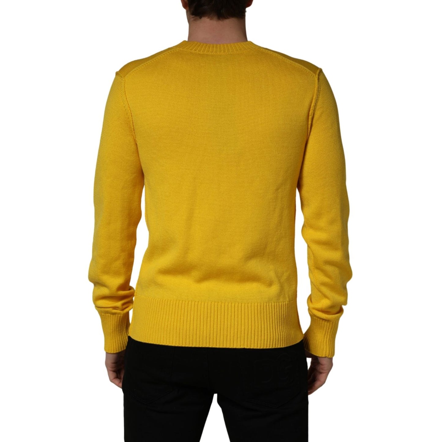 Dolce & Gabbana Wool Knitted V-Neck Pullover Yellow