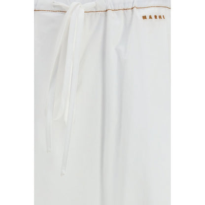 Marni White Cotton Casual Pants