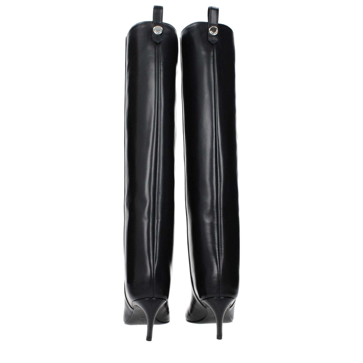 The Attico Black Leather High Heel Boots