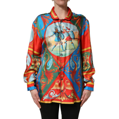 Dolce & Gabbana Multicolor Printed Long Sleeve Button Down Shirt Top
