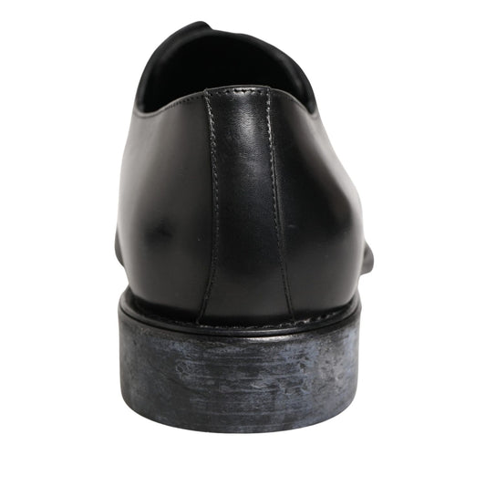 Dolce & Gabbana Black Calfskin Leather Derby Men Dress Shoes
