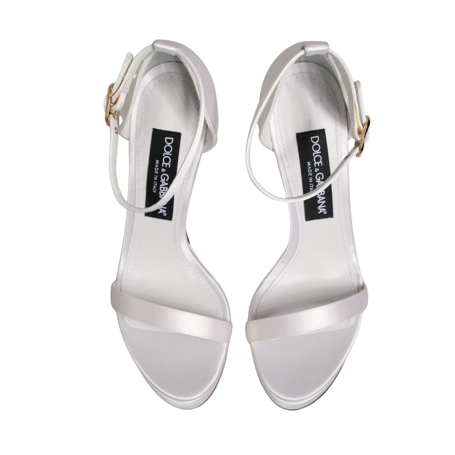 Dolce & Gabbana White Platform Ankle Strap Sandals Shoes