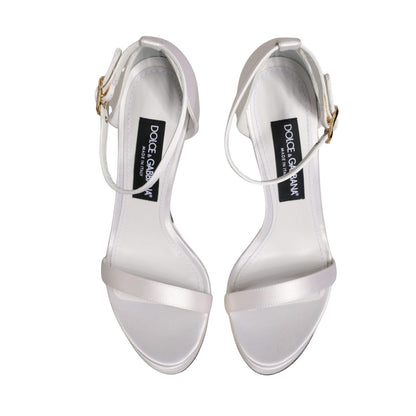 Dolce & Gabbana White Platform Ankle Strap Sandals Shoes
