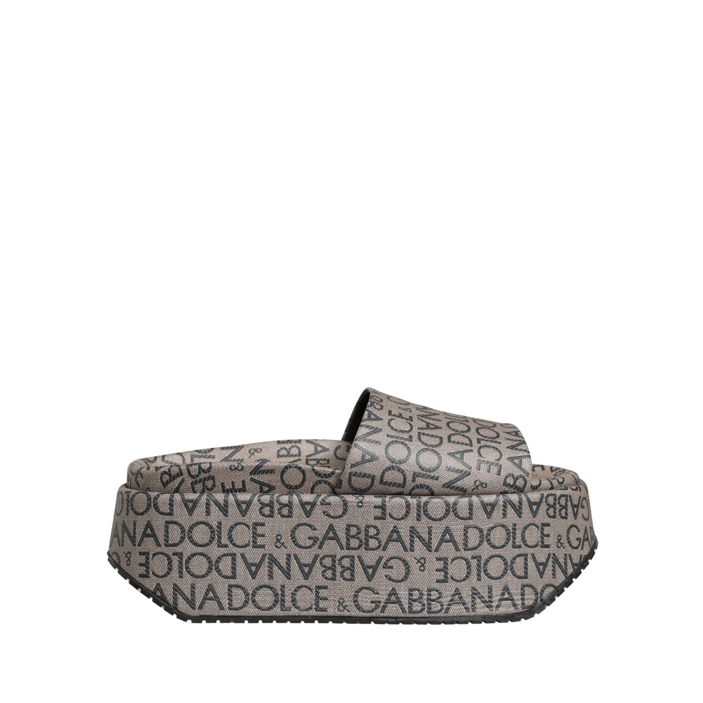 Dolce & Gabbana Gray Leather Monogram Logo Sandals Shoes