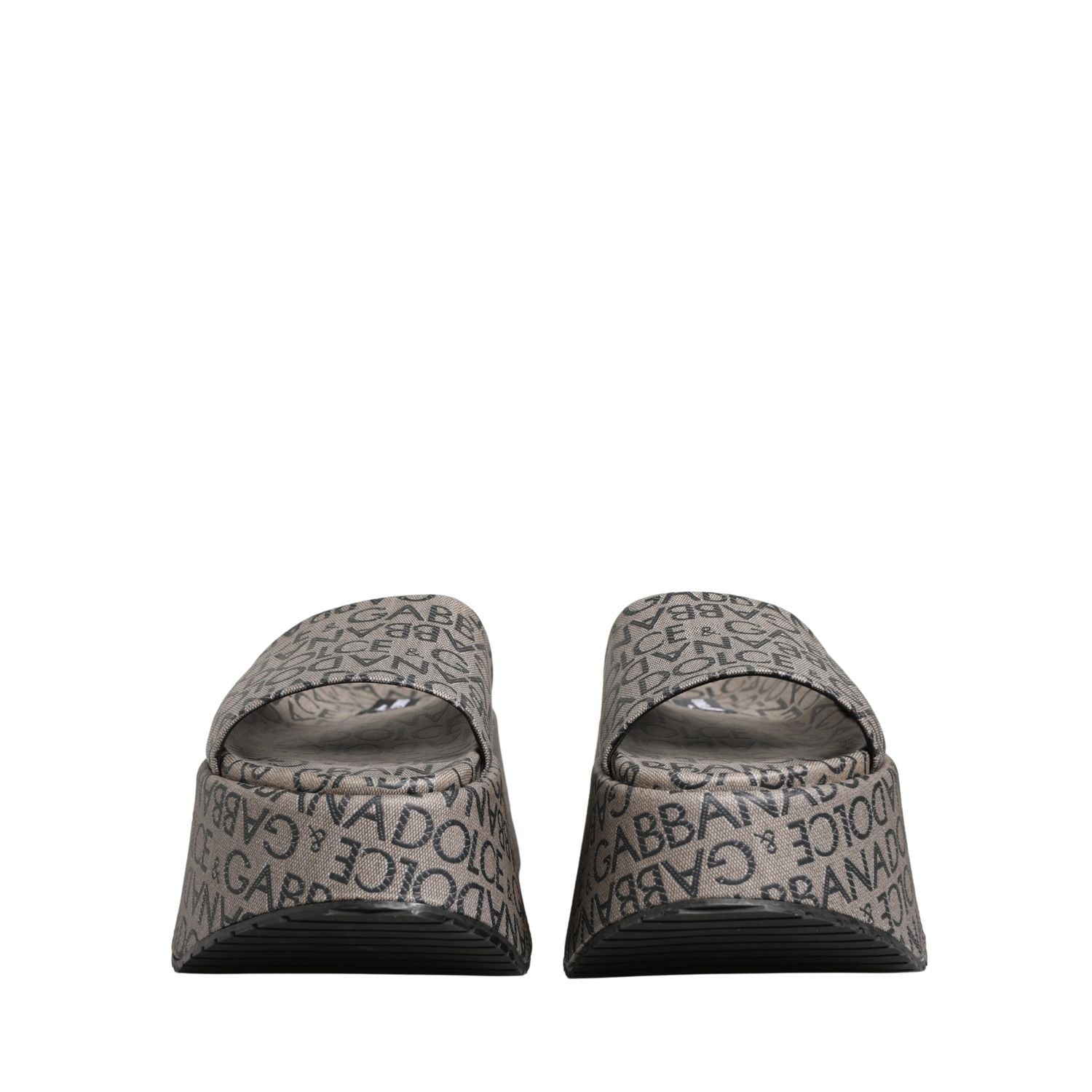Dolce & Gabbana Gray Leather Monogram Logo Sandals Shoes