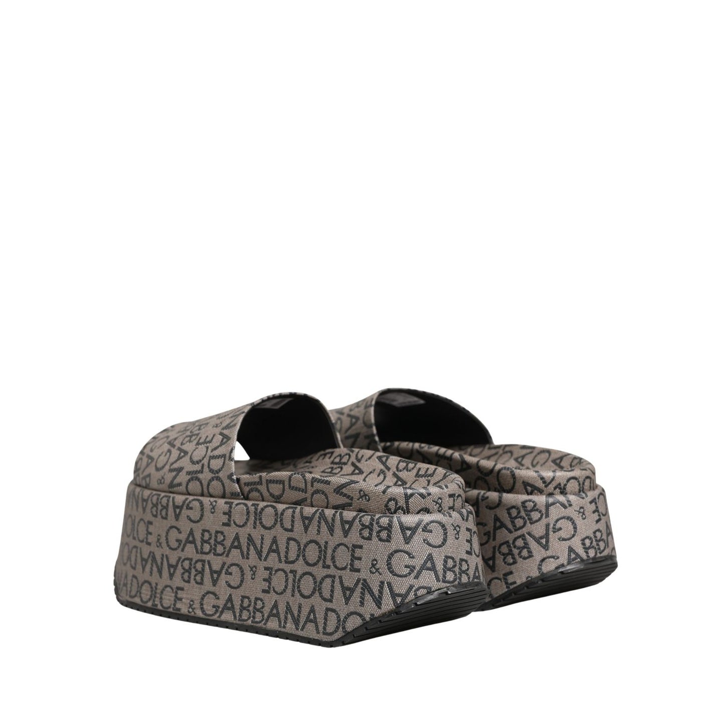 Dolce & Gabbana Gray Leather Monogram Logo Sandals Shoes