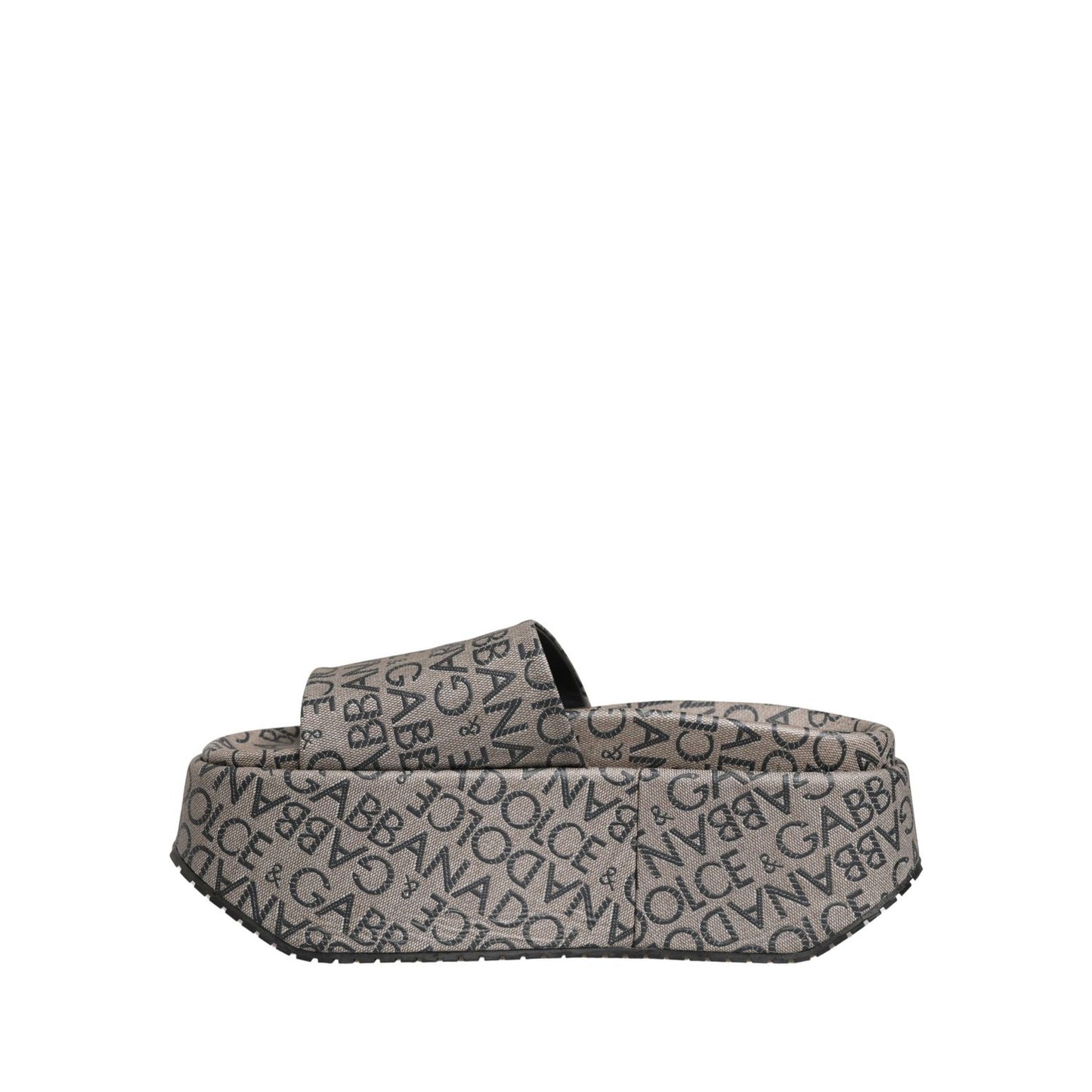 Dolce & Gabbana Gray Leather Monogram Logo Sandals Shoes