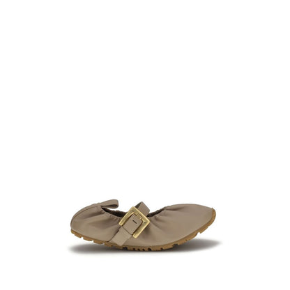 Balmain Beige Lamb Ovis Aries Ballet Flats