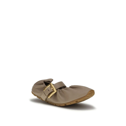 Balmain Beige Lamb Ovis Aries Ballet Flats