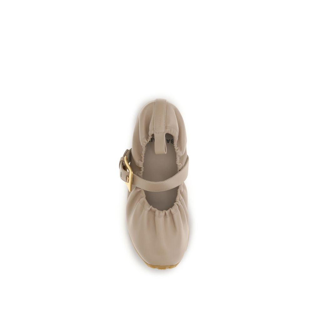 Balmain Beige Lamb Ovis Aries Ballet Flats