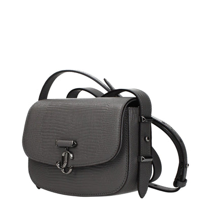 Jimmy Choo Gray Leather Shoulder Bag