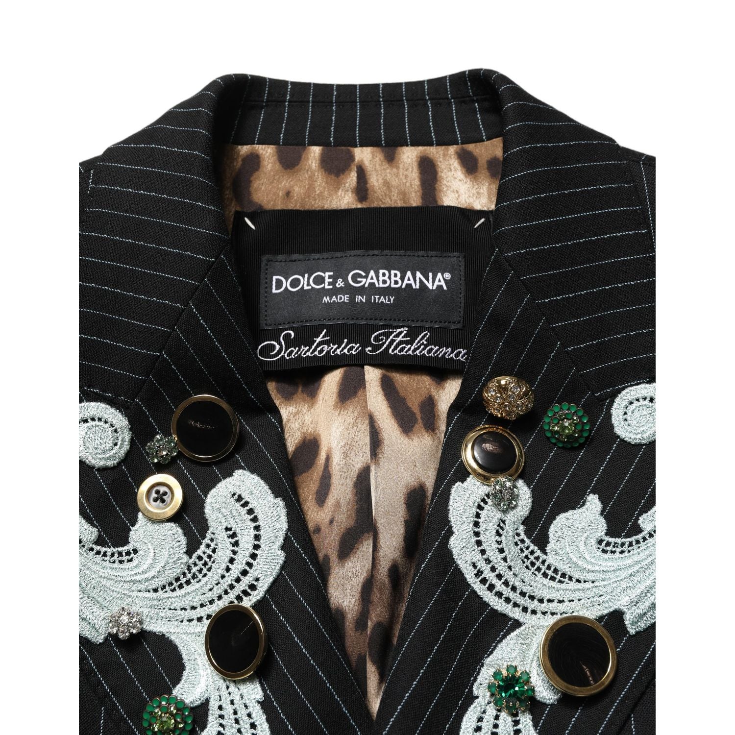Dolce & Gabbana Black Stripe Double-Breasted Blazer Jacket