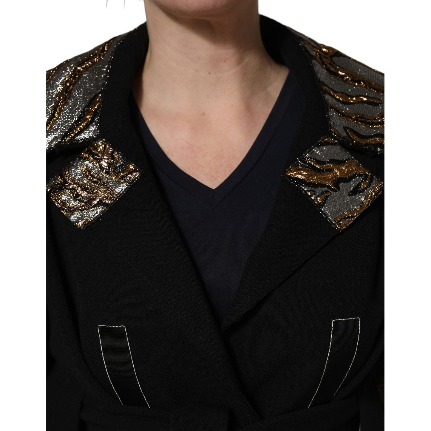 Dolce & Gabbana Black Single-Breasted Brocade Coat Jacket