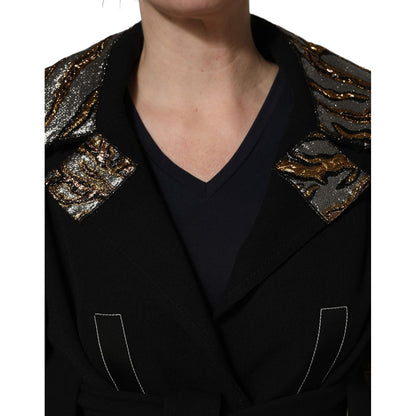 Dolce & Gabbana Black Single-Breasted Brocade Coat Jacket