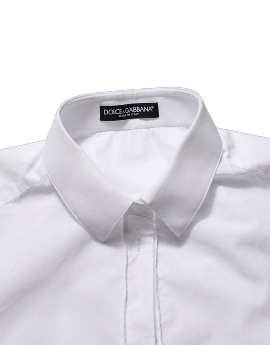 Dolce & Gabbana White Cotton Long Sleeve Button-Up Shirt Top