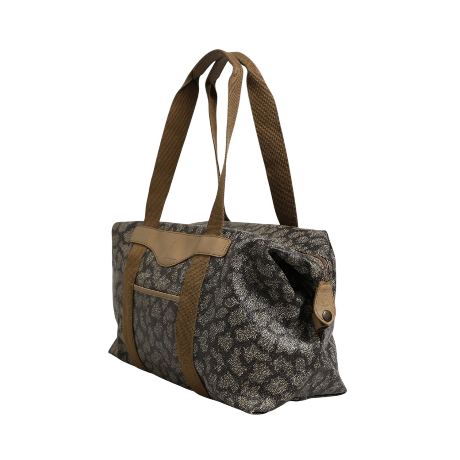 Saint Laurent Green and Brown Pattern Canvas Duffel Bag