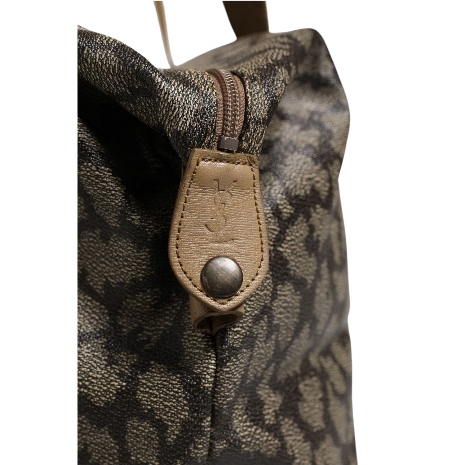 Saint Laurent Green and Brown Pattern Canvas Duffel Bag