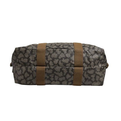 Saint Laurent Green and Brown Pattern Canvas Duffel Bag