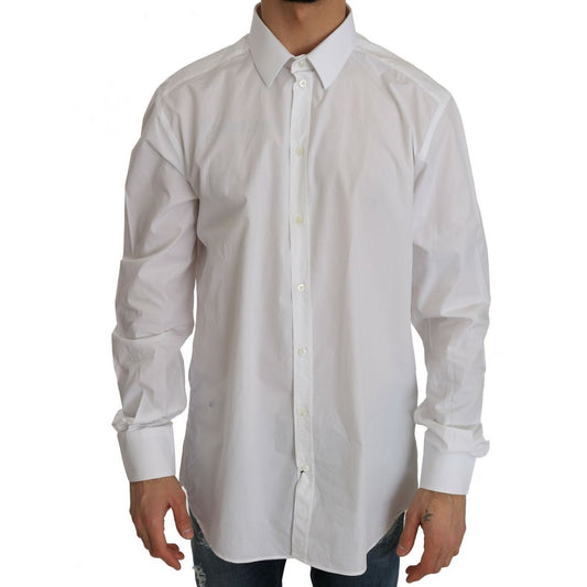 Dolce & Gabbana White 100% Cotton GOLD Slim Dress Shirt