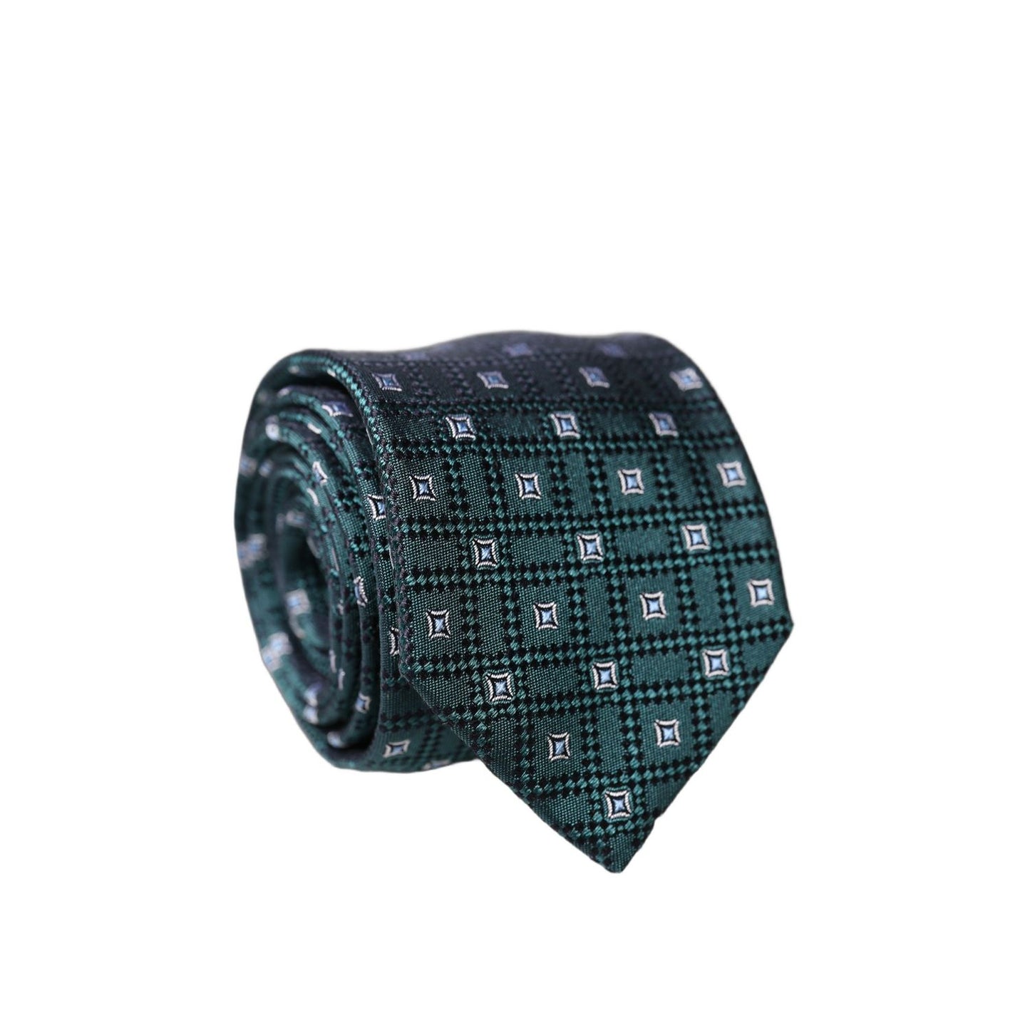 Dolce & Gabbana Dark Green Patterned Silk Adjustable Men Necktie Tie