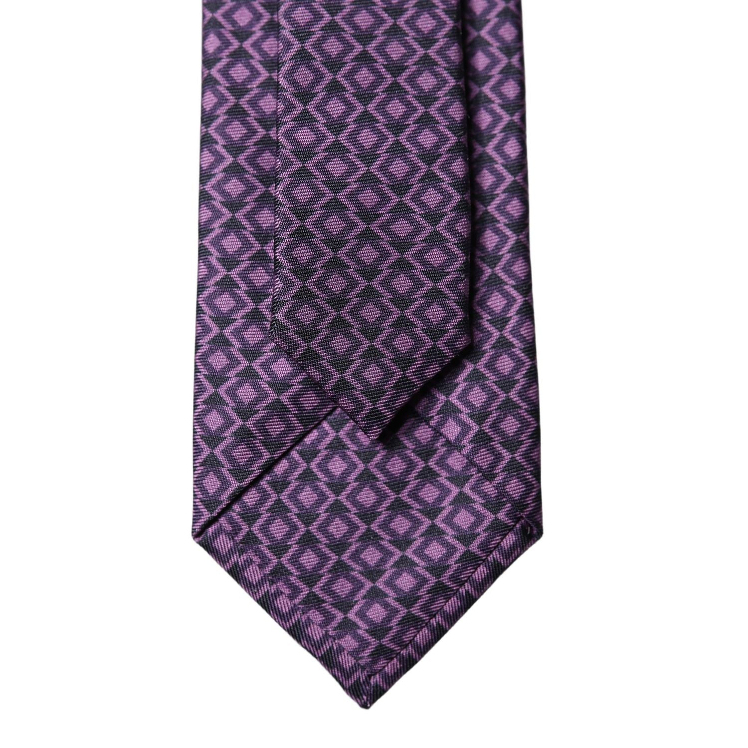 Dolce & Gabbana Purple Patterned 100% Silk Adjustable Men Necktie Tie