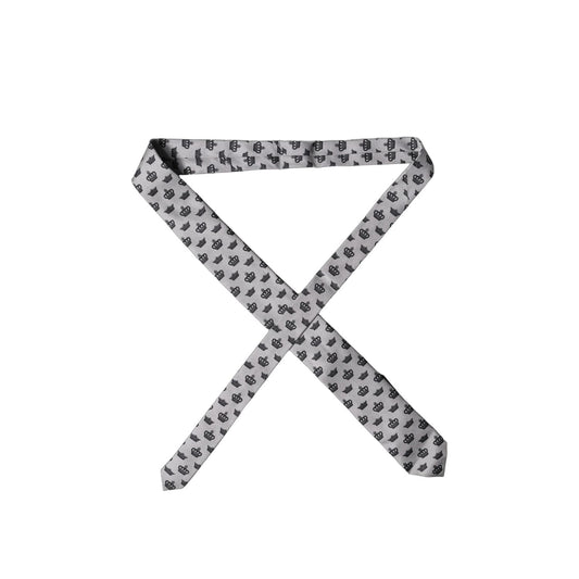 Dolce & Gabbana Gray Crown Fantasy Silk Adjustable Men Tied Necktie Tie