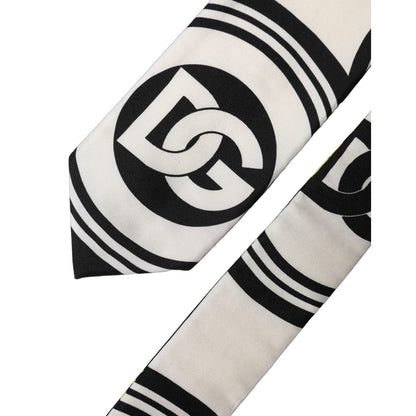 Dolce & Gabbana Multicolor Monogram Print Silk Adjustable Men Necktie Tie