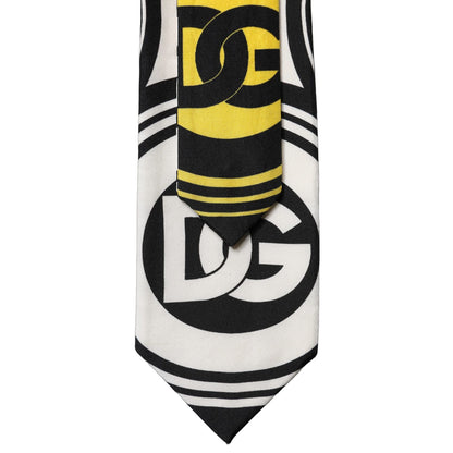 Dolce & Gabbana Multicolor Monogram Print Silk Adjustable Men Necktie Tie