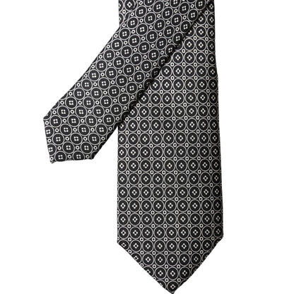 Dolce & Gabbana Black White Patterned Silk Adjustable Men Necktie Tie