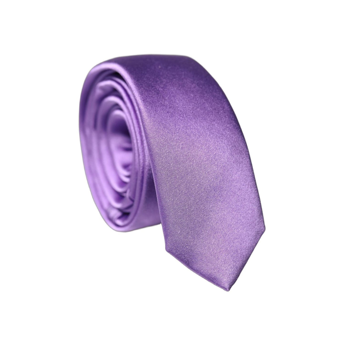 Dolce & Gabbana Purple Solid 100% Silk Adjustable Men Tied Necktie Tie
