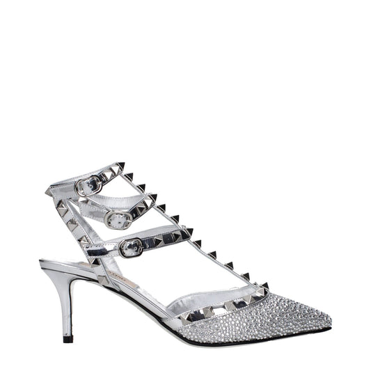 Valentino Garavani Gray Leather Stiletto Heel Sandals