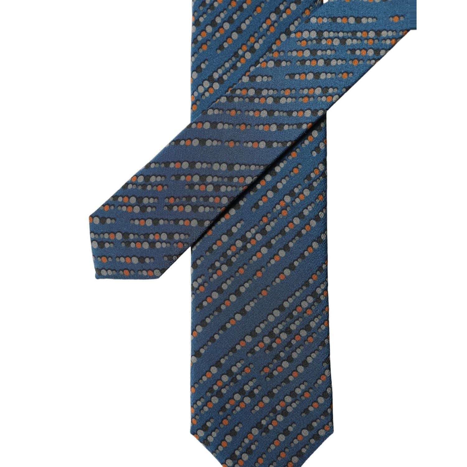 Dolce & Gabbana Blue Patterned 100% Silk Adjustable Men Tied Necktie Tie
