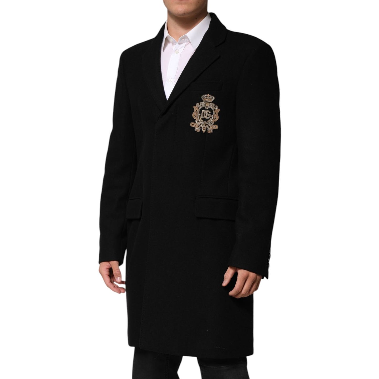 Dolce & Gabbana Black Heraldic Patch Single Breasted Jacket