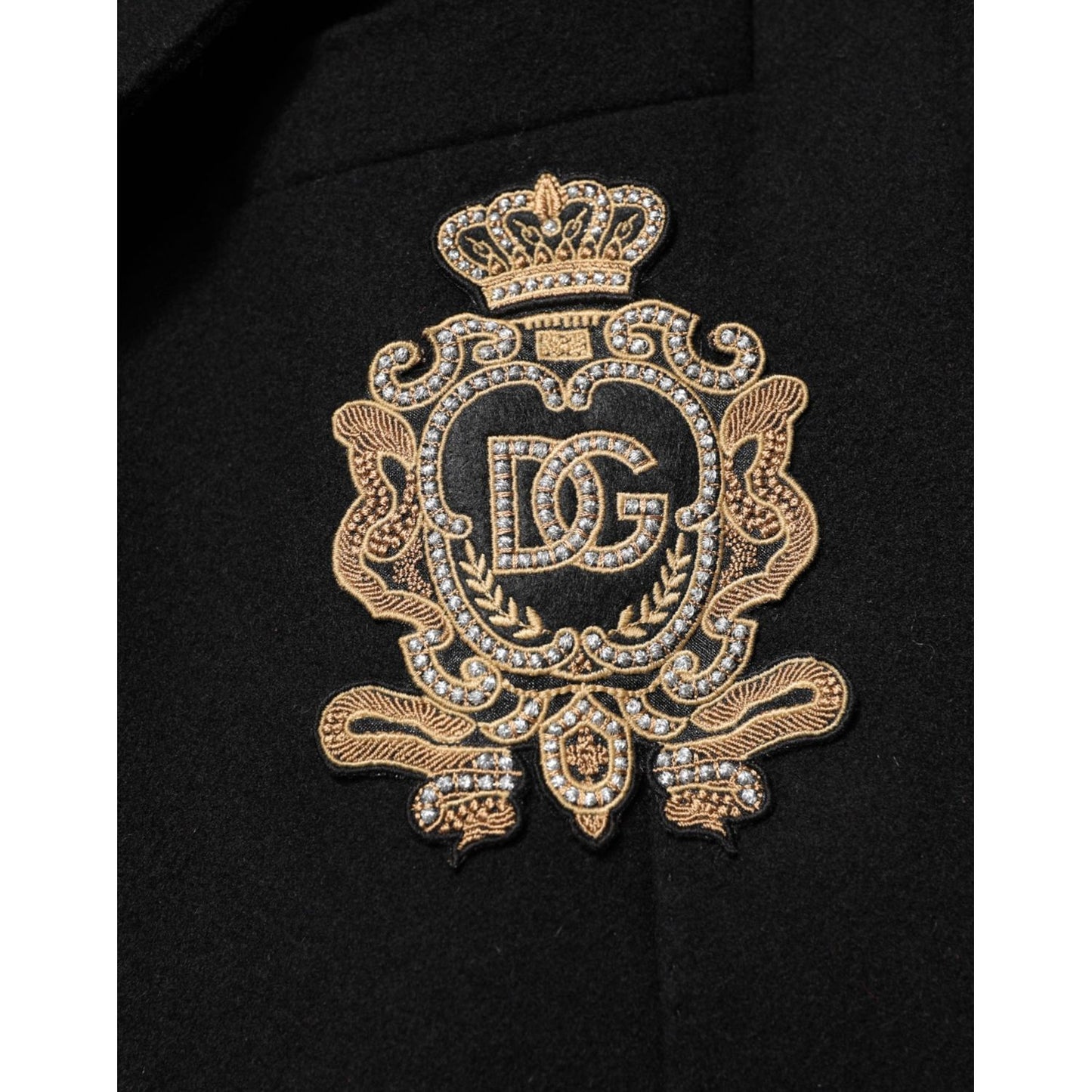 Dolce & Gabbana Black Heraldic Patch Single Breasted Jacket