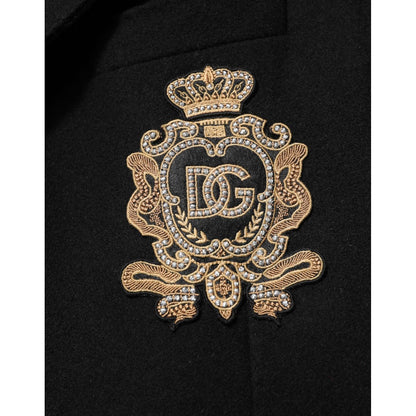 Dolce & Gabbana Black Heraldic Patch Single Breasted Jacket