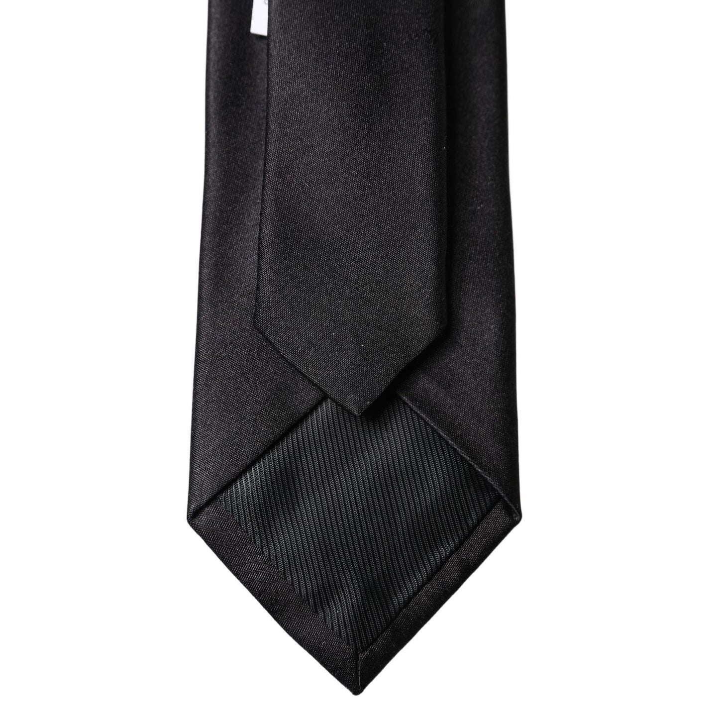 Dolce & Gabbana Black Solid Silk Satin Wide Adjustable Men Necktie Tie