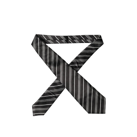 Dolce & Gabbana Black White Stripes Silk Adjustable Women Necktie Tie