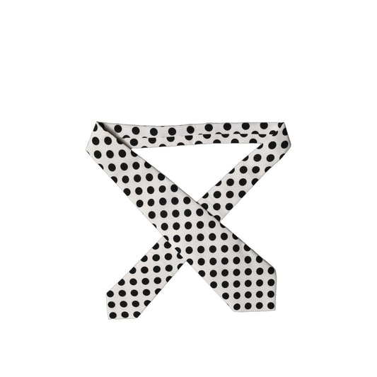 Dolce & Gabbana White Black Polka Dot Silk Adjustable Women Necktie Tie