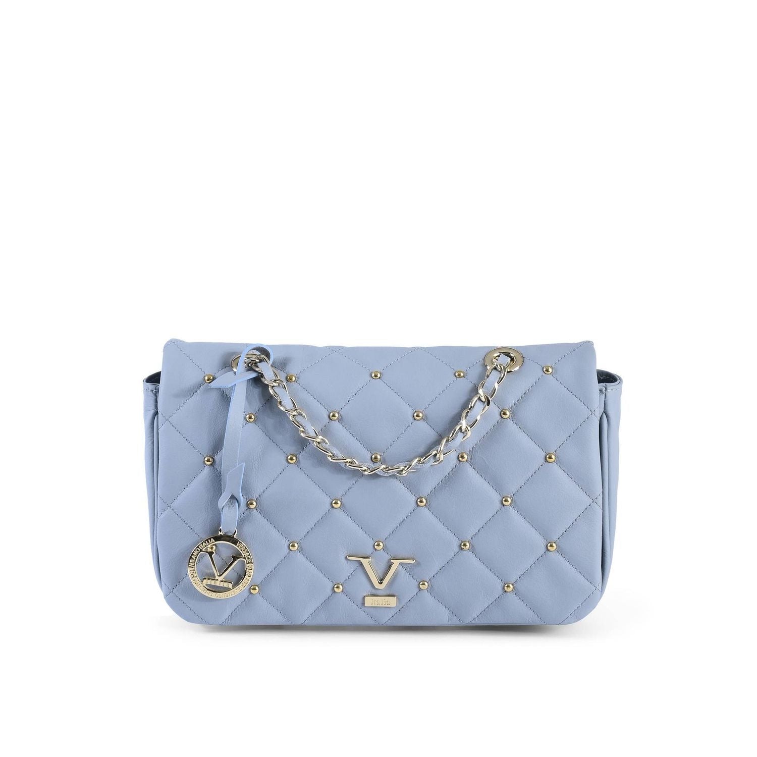 19V69 Italia Blue Leather Shoulder Bag