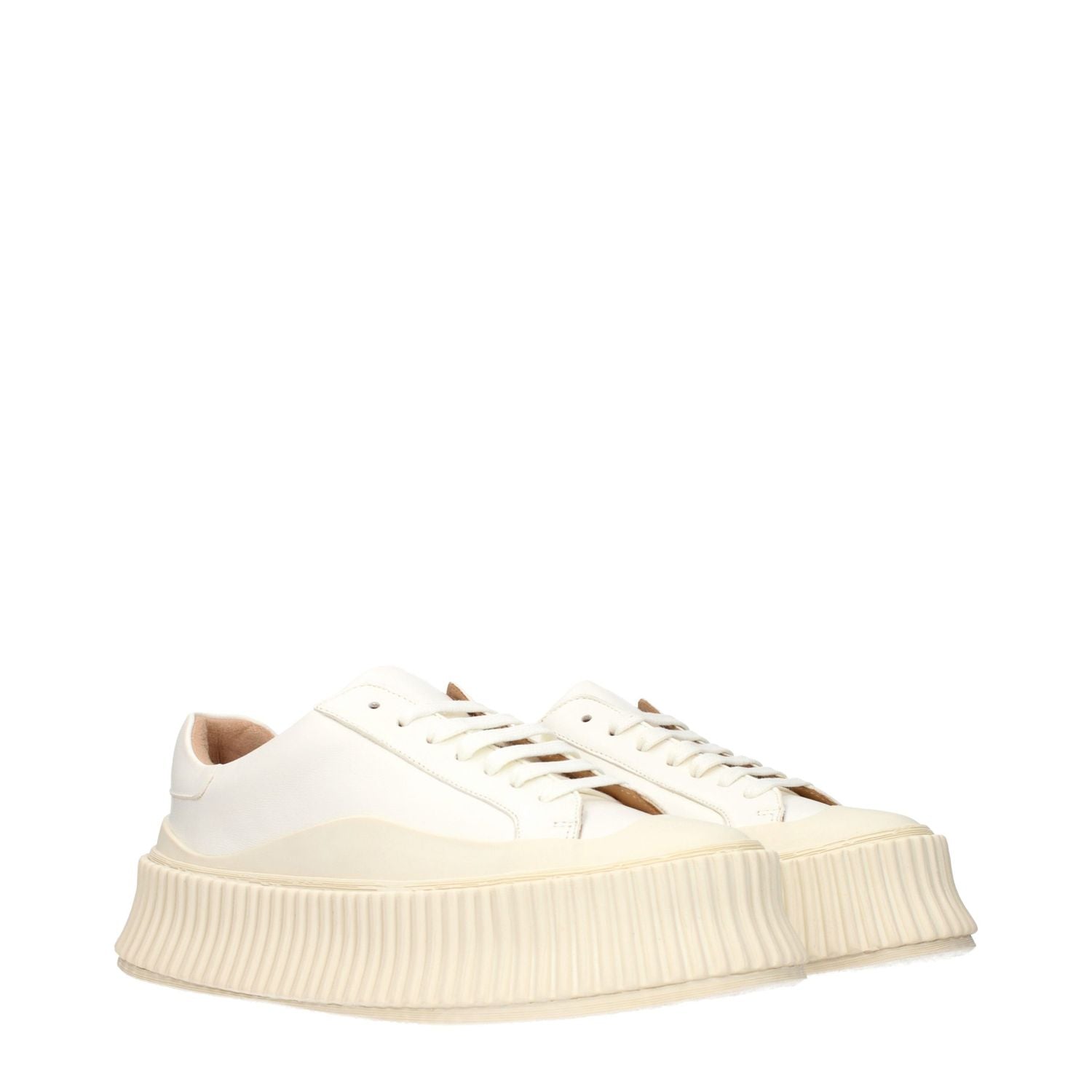 Jil Sander White Leather Platform Sneakers