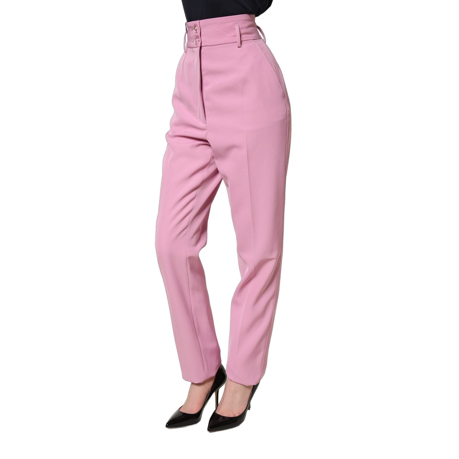 Dolce & Gabbana Pink High Waisted Polyester Trouser Pants