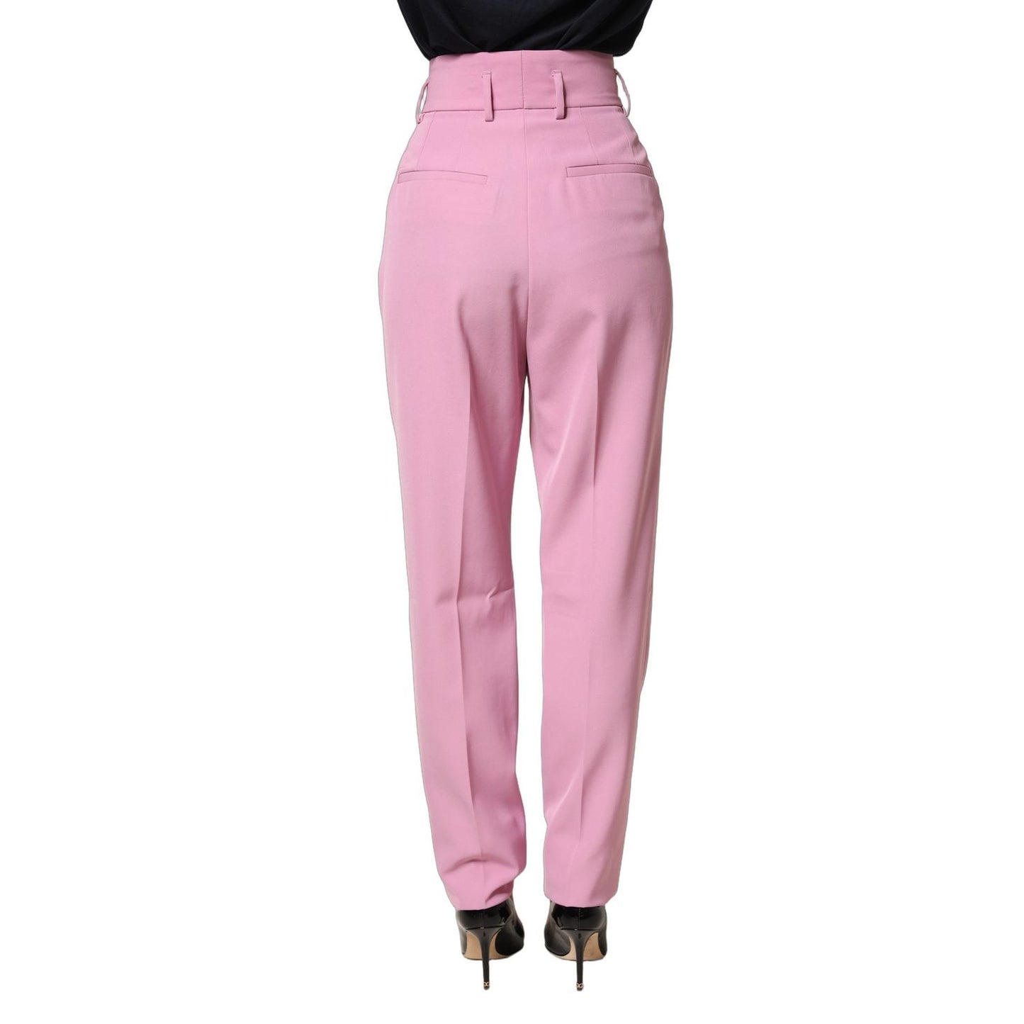Dolce & Gabbana Pink High Waisted Polyester Trouser Pants