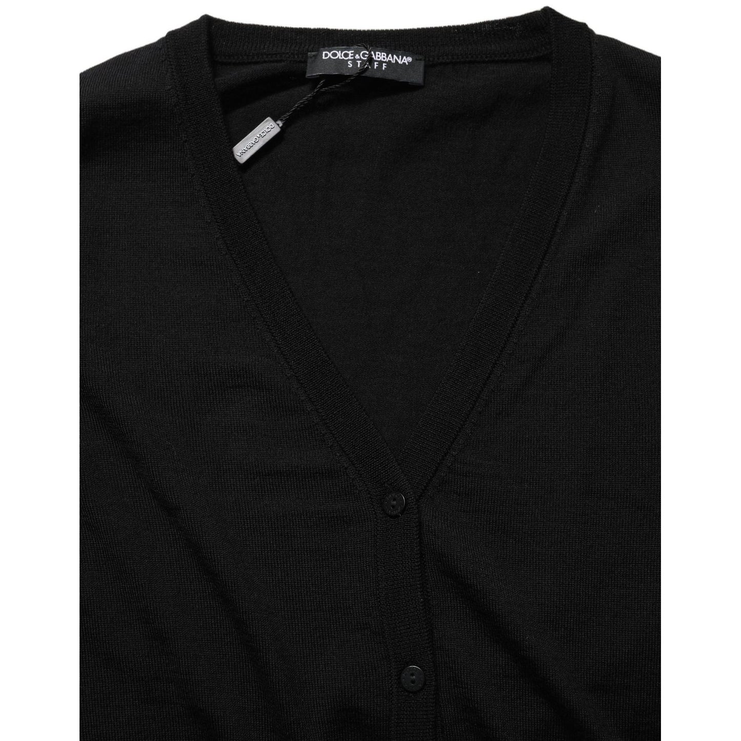 Dolce & Gabbana Black Wool Knit Button Cardigan Sweater
