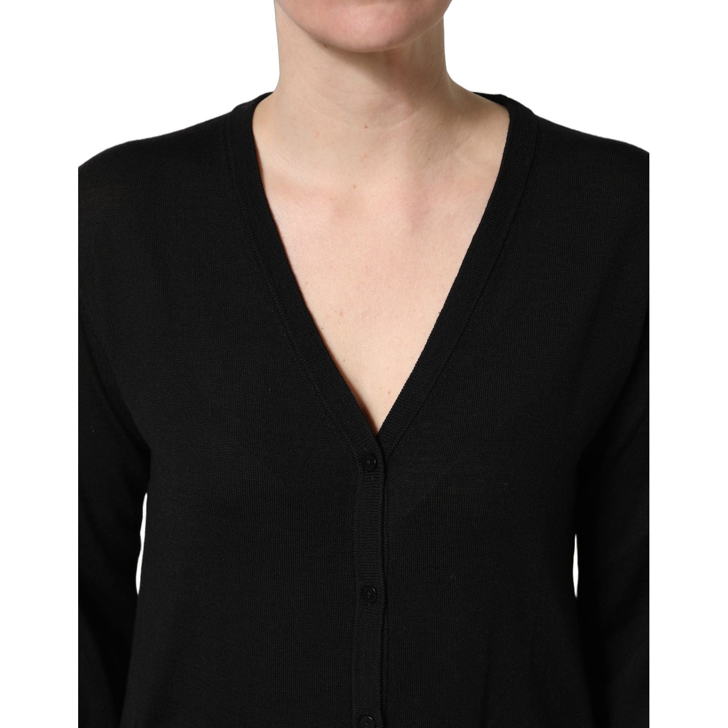 Dolce & Gabbana Black Wool Knit Button Cardigan Sweater