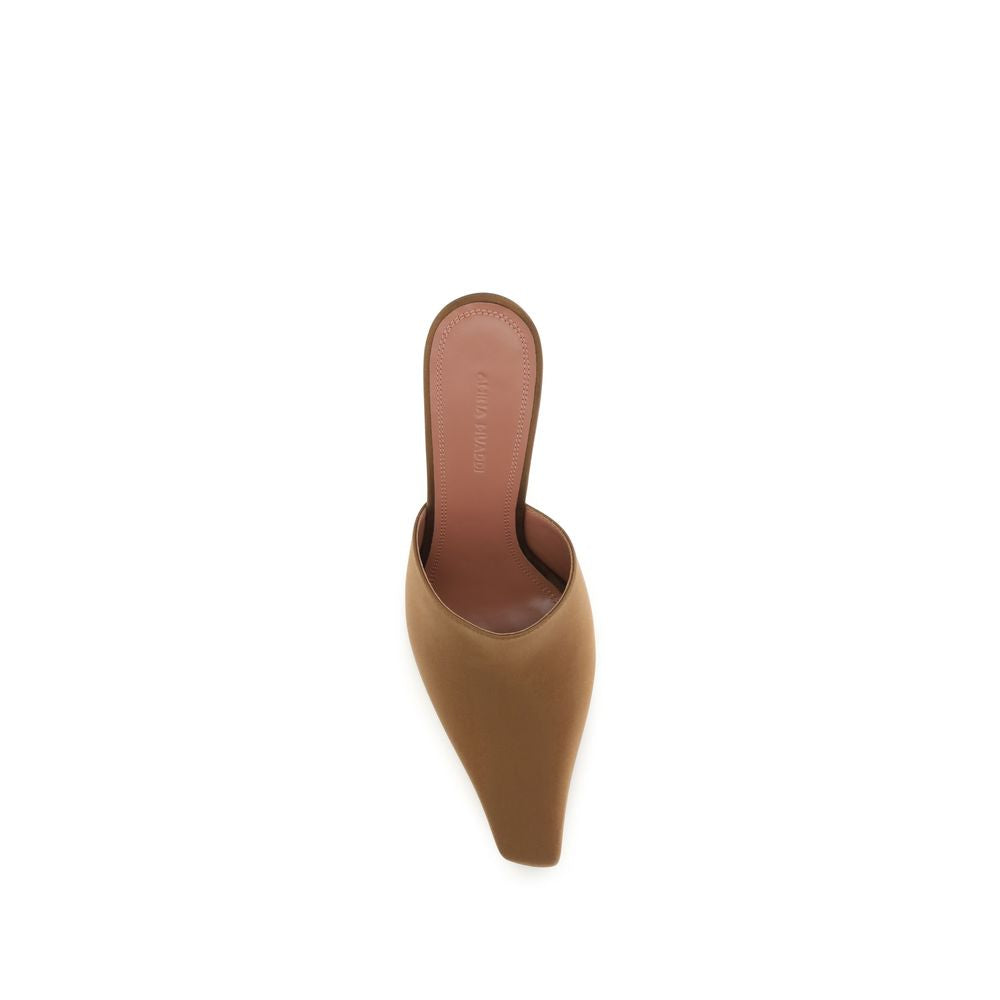 Amina Muaddi Brown Silk Sandals