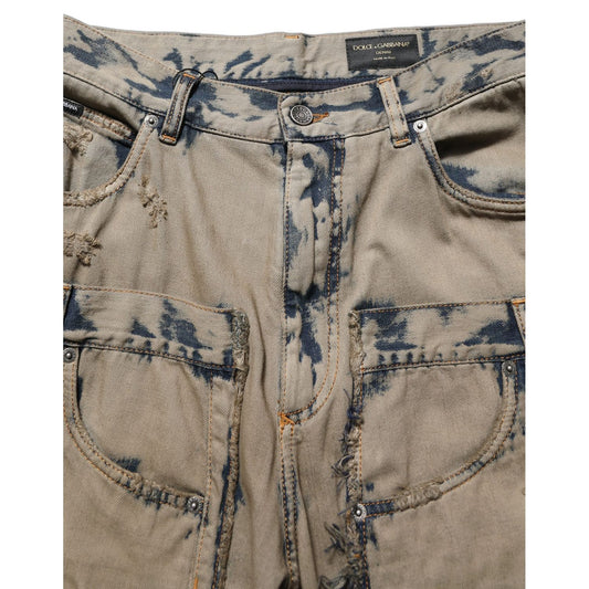 Dolce & Gabbana Beige Bleached Deconstructed Men Denim Jeans